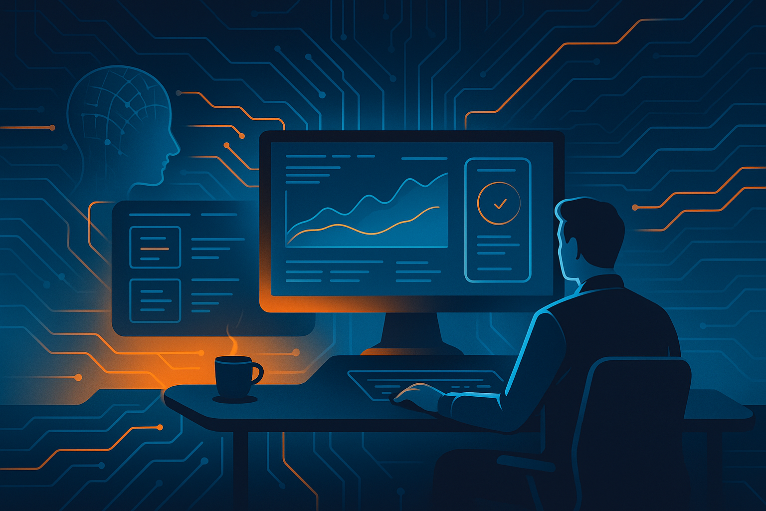 Professional Developer Working with Technology